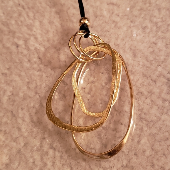 Gold Abstract Ring Statement Necklace - Picture 2 of 2